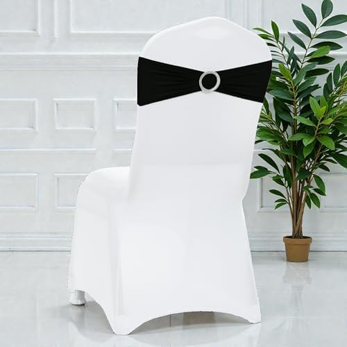 MDS Pack of 50 Spandex Chair Sashes for Wedding Party & Event – Black - Image 5