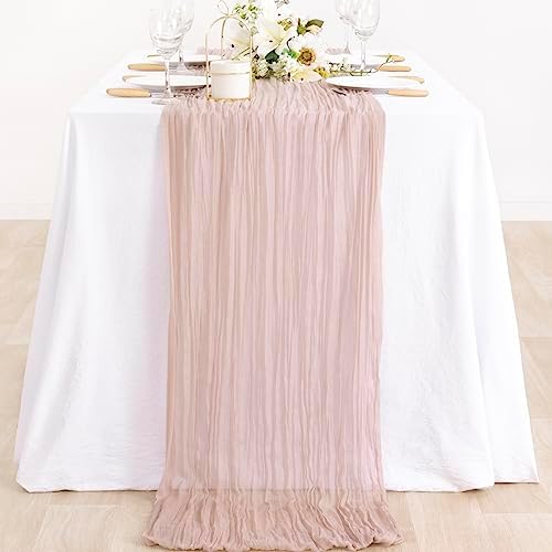 Pink Cheesecloth Table Runner Fall Wedding Bridal Party Decor 10ft, 2 Pack - Image 6