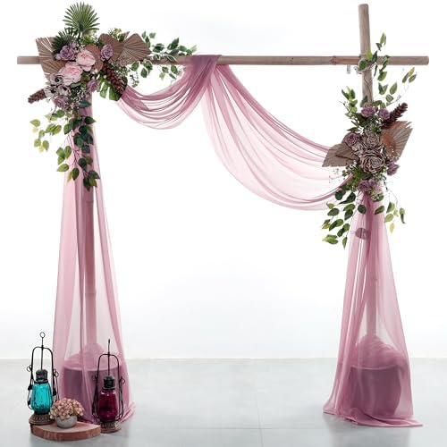 Pack of 2 Wedding Arch Drape Panel Fabric 30" x 50ft - Mauva - Image 2
