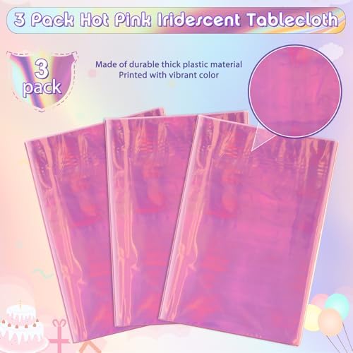 3 Pack Iridescent Plastic Tablecloth, Shiny Disposable Laser Rectangle Table Covers, Holographic Foil Tablecloth Party Decorations for Birthday Bridal Wedding Anniversary Party Supplies, 50 x 100 Inch - Image 4