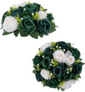 BLOSMON Green Flowers Artificial for Decoration: 15 Fake Silk Roses, 2 Pcs by Blosmon