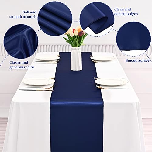 12 Pack Navy Blue Satin Table Runner 12 x 108 Inch Long Premium Table Runners for Wedding Party Events Decoration, Birthday Parties, Banquets Decorations, Graduations, Engagements - Image 3