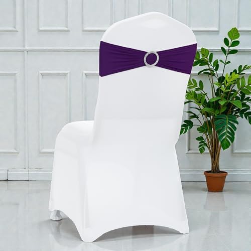 Pack of 125 Spandex Chair Sashes for Wedding Party & Event – Cadbury Purple - Image 5