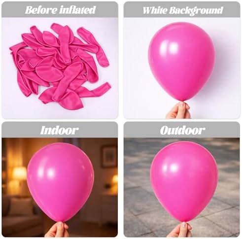 Voircoloria 90pcs Hot Pink Balloons Garland Arch Kit, 18 12 10 5 Inch - Image 3