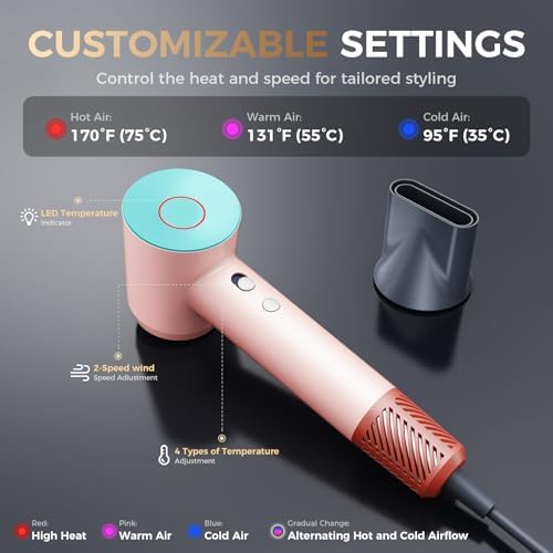 Infrared Hair Dryer for Women & Men, 160000 RPM Low Noise Blow Dryer, Professional Negative Ions Frizz Control & No Heat Damage, Brushless Motor Fast Drying for Home Travel Salon - Image 7