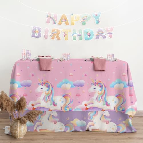 Unicorn Birthday Decorations Kit for Girl 24 Guests - for Unicorn Decorations, Includes Dinner & Dessert Plates, Napkins, Cups, Banner and Tablecloth for 1st Birthday Party Decorations - Image 5