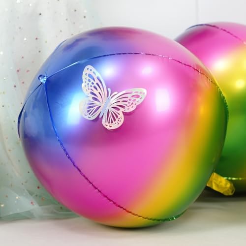 Gradient Rainbow Round Foil Balloons Birthday Prom Decor 22 Inch 6 Pcs - Image 4
