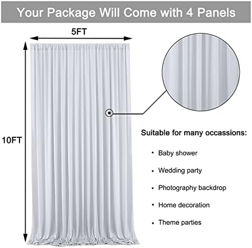 20ft x 10ft Wrinkle Free Silver Backdrop Curtain for Parties, Thick Polyester Backdrop Drapes for Wedding Space Birthday Party Background Baby Shower Decor - Image 6