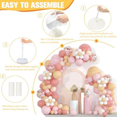 Bazen 2 Pack Arch Stand Balloon White 8.2FT&5FT Bending Half Arch Stand. - Image 4