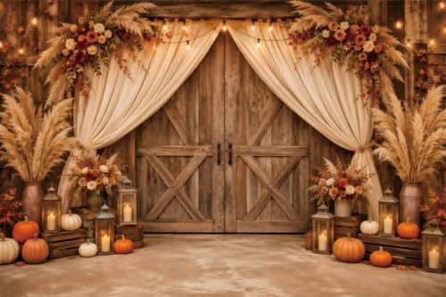 20x10ft Fall Photo Backdrop Barn Door Thanksgiving Backdrop for Photography by Lexfvpoo