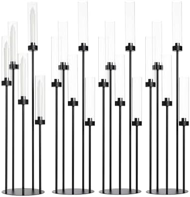 4Pcs 39.8'' Tall Black Floor Candelabra Centerpiece for Wedding Table Decor by WeddingPartyDecoration