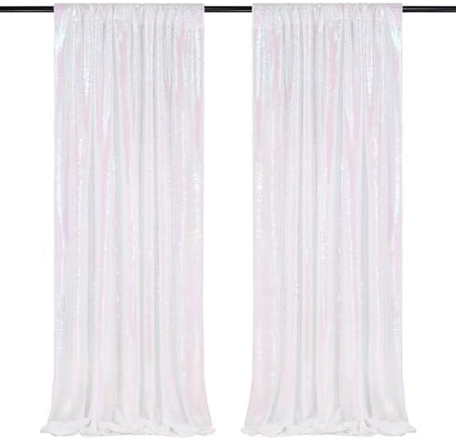 White Iridescent Sequin Backdrop 2 Panels 2FTx8FT Unicorn Backdrop by QueenDream