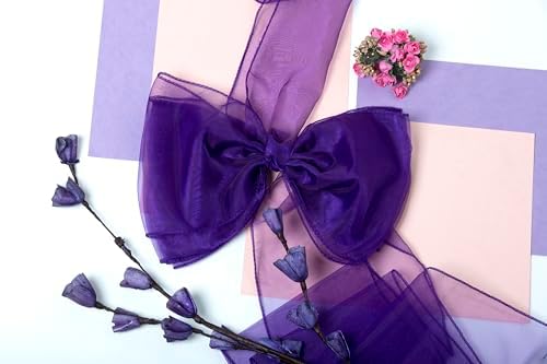 Pack of 200 Organza Chair Sashes for Wedding & Event Décor – Cadbury Purple - Image 5