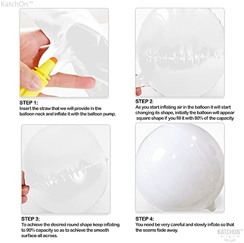 KatchOn White Mylar Balloons - 22 Inch, Pack of 6 | 4D White Foil Balloons - Image 4