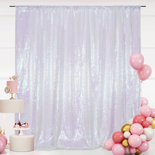 SquarePie 8x8ft Iridescent Sequin Backdrop, High Density Non-Transparent Glitter Curtain for Photography, Birthday, Wedding Party Decorations, Thick Solid Background with 4" Rod Pocket, 1 Panel - Image 7