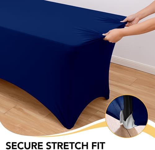 8-Pack Navy Blue Spandex Tablecloths for 6ft Rectangle Tables - Image 3
