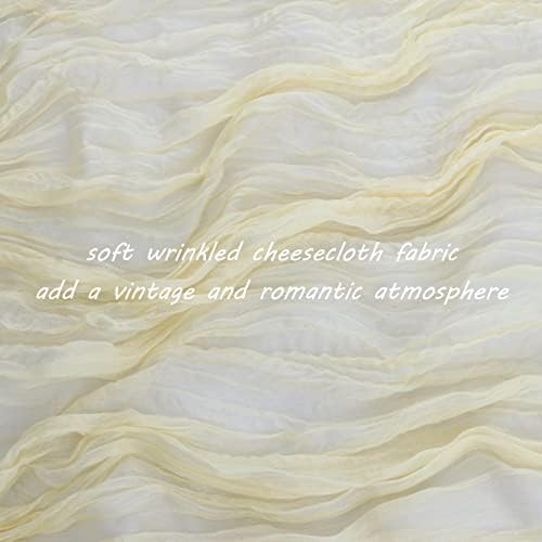 35x72 Inch Beige Cheesecloth Table Runner Rustic Boho Wedding Party Decor - Image 3