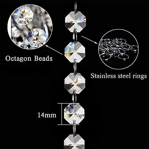 Crystal Acrylic Gems Bead Garland Strands, KinHom 16 Feet Hanging Clear 14mm Daimond Beads Chain Garlands for Manzanita Tree Centerpiece, Chandelier Bead Lamp Chain, Christmas/Wedding Party Decoration - Image 3