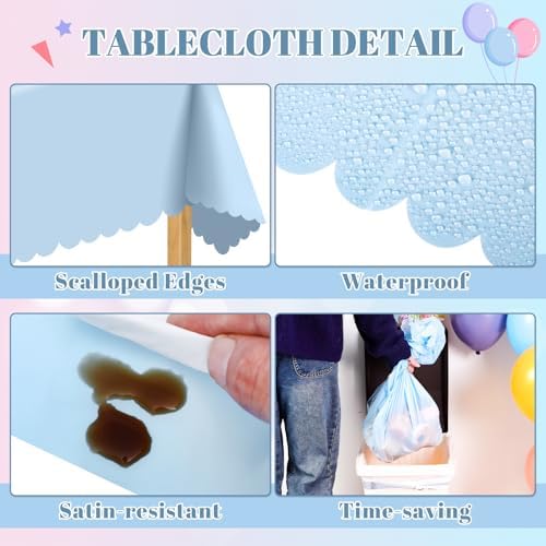 NatNarr 6 Pcs Gender Reveal Plastic Tablecloths, Pink Blue Table Cover - Image 5