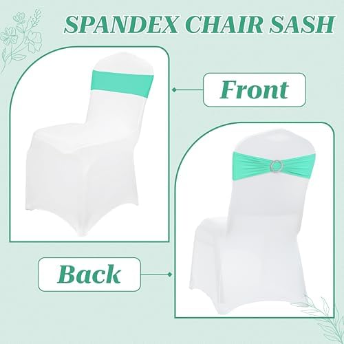 MDS Pack of 150 Spandex Chair Sashes for Wedding Party & Event – Sea Green - Image 4