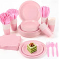 Kochorie 350 Pcs Pink Paper Dinnerware Set, 7 & 9 Inch Disposable Pink Dessert Plates Cups Napkins Cutlery Party Supplies for Birthday Wedding Baby Shower Party Decoration, Serve 50 by Kochorie