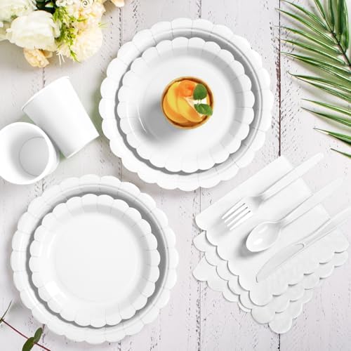 Vyntra 175 Pcs White Paper Plates and Napkins Party Supplies - Image 5