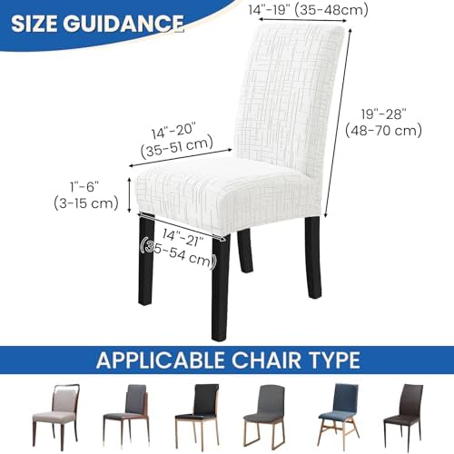 Super Stretch Chair Covers for Dining Chairs Set of 4, Off-White - Image 3
