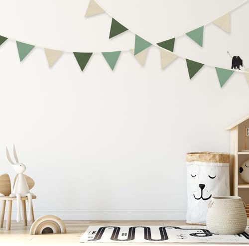 Oudain 2 Pcs Pennant Banner Flags Nursery Garland Triangle, Fresh Natural - Image 4