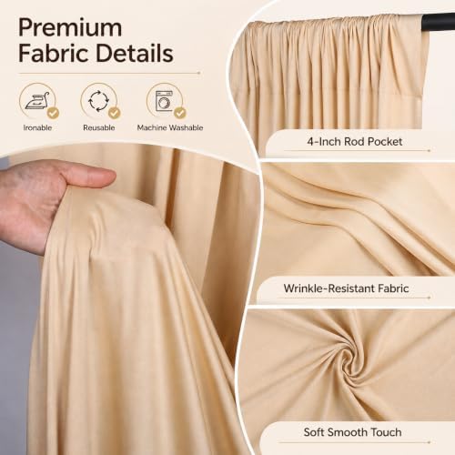 50x10 FT Champagne Backdrop Curtains for Weddings, Parties and Photo Booths - Image 3