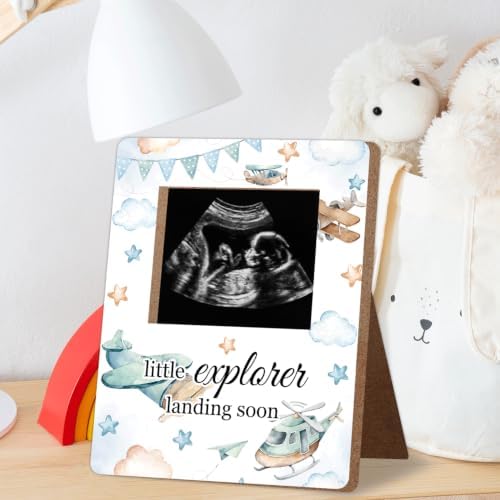 Vintage Airplane Baby Shower Decor Frame, Airplane Baby Shower Party Supplies, for Expecting Parents-to-Be Keepsake Gifts, Pregnancy Sonogram Frame Keepsake, Gender Reveal Presents - Image 3