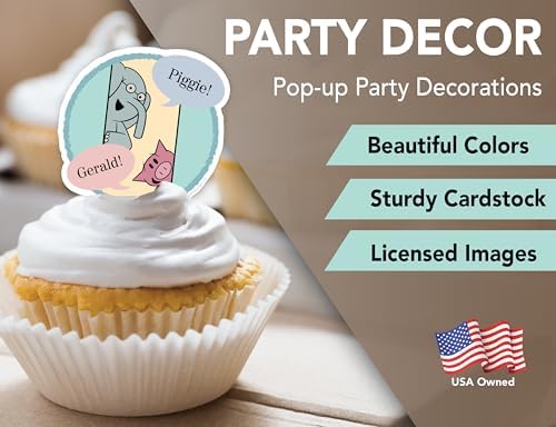 Elephant and Piggie Stickers Willems Party Decorations (24 Cupcake Toppers) - Image 5