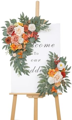 Faux Flowers Wedding Arch Flowers Kit(Pack of 2) for Wedding Decor Ceremony Reception Backdrop Thanksgiving Halloween Party Decoration (Orange) by BMQDSM