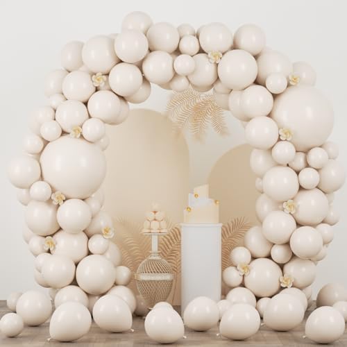 Voircoloria 90pcs White Sand Balloons Garland Arch Kit, 18 12 10 5 Inch by Voircoloria