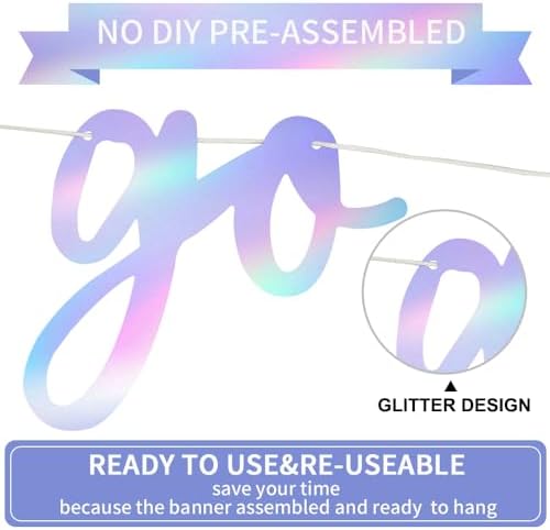 BEISHIDA Iridescent Go Shawty It's Your Birthday Banner - NO DIY - Hip Hop Theme Glitter Happy Birthday Banner - Pre-Strung - Black Rap Theme Happy Birthday Sign for Man Women birthday Party Supply - Image 3