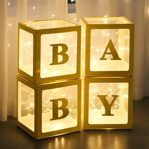 Ledido Baby Boxes with Letters & Fairy Lights for Baby Shower Decorations by Ledido