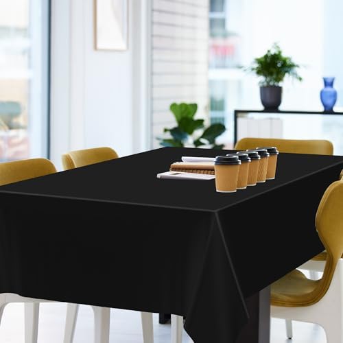 2 Pack Picnic Table Cover, 108 x 54 Inches Black Plastic Tablecloth, Decorative Black Rectangle Tablecloth Disposable Tablecover Party Table Cloth, Waterproof Decor Party Supplies for Outdoor Indoor - Image 7