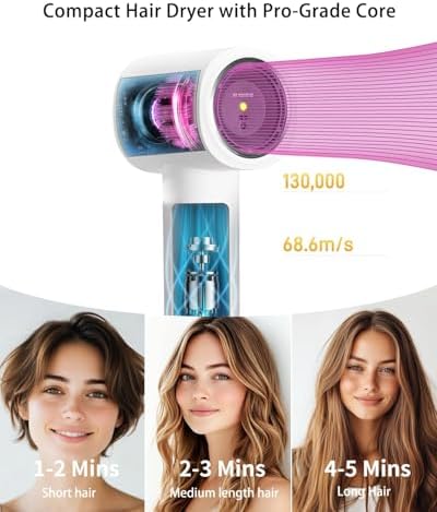 Hair Dryer, High-Speed Ionic Low Noise Blow Dryer with Brushless Motor for Fast Drying for Home Travel Salon - Image 5