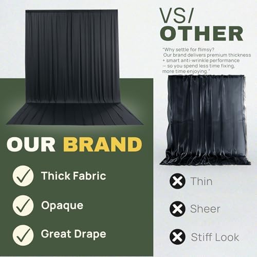 10x16 ft Black Backdrop Curtains for Wedding Parties, Birthdays, Halloween - Image 6