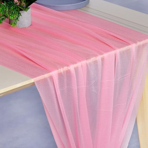 Pack of 15 Chiffon Table Runners 29 x 120 Inch, 14FT Long - Coral - Image 2