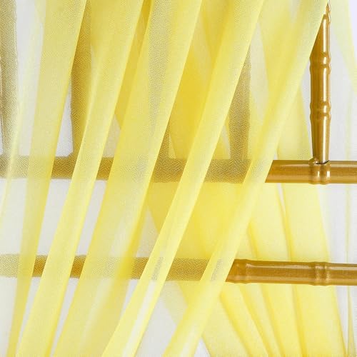 Yellow Chair Sashes Wedding Aisle Decorations: 50 Packs 8ft Long Draping Fabric Sheer Church Chair Cover Bulk for Party Banquet - Image 5