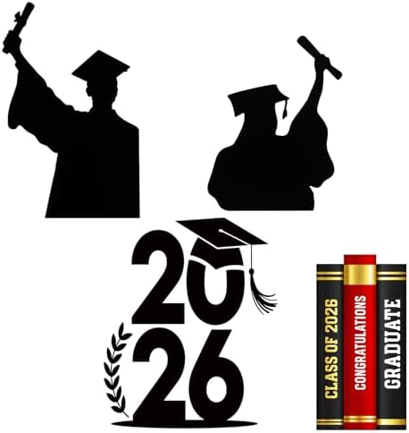 Honoson 4 Pcs Large 32" Graduation Party Decoration 2026 Cardboard Cutouts Stand up, Congrats Grad Party Photo Backdrop Prop Lawn Yard Signs for College School Graduation Supplies by Honoson