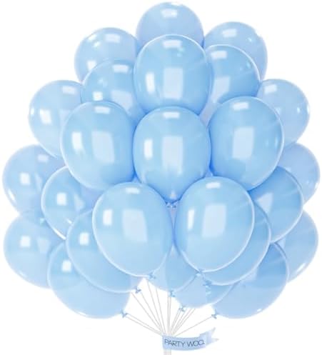 PartyWoo Pearl Light Blue Balloons 50pcs Baby Pastel Blue Color 12 Inch by PartyWoo