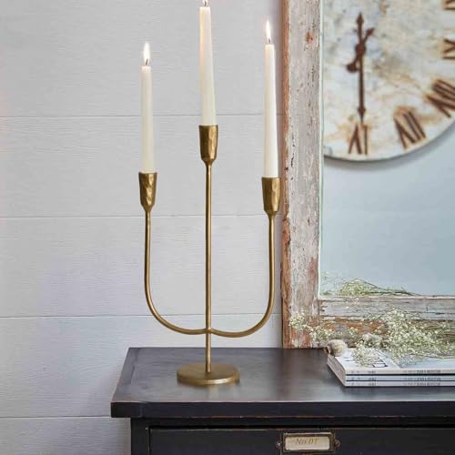 3-Candle Cast Iron Metal Candelabra Candlestick Holders 15 inch Tall Candle Holder Wedding Event Candelabra Candle Stand Brass Gold - Image 5