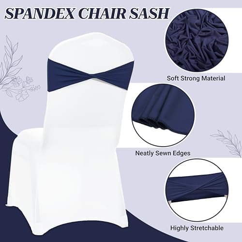 MDS Pack of 250 Spandex Chair Sashes Without Slider Buckles – Navy Blue - Image 3