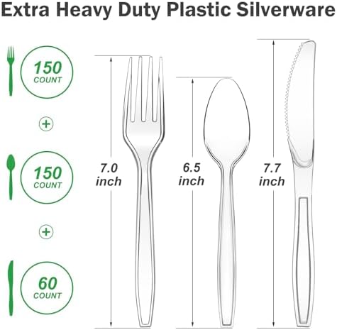 Dealusy 360 Count Extra Heavy Duty Clear Plastic Silverware - Image 2