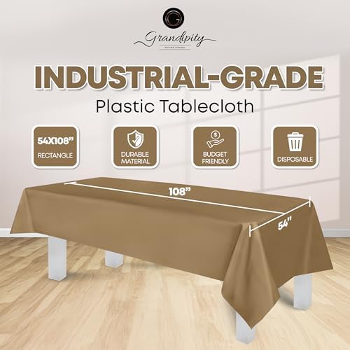 Grandipity Plastic Table Cloth Disposable 12 Pack 54” x 108” Rectangle - Image 2