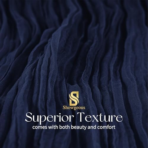 4 Pack Navy Blue Cheesecloth Table Runner 17x108 Inches Boho Home Decor - Image 4