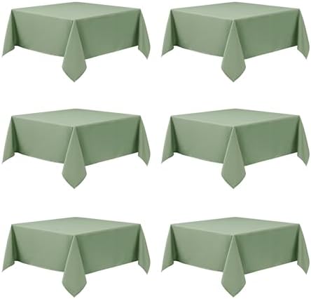 6-Pack Sage Green Tablecloths for Square Tables, 70 x 70 Inches by DailySet