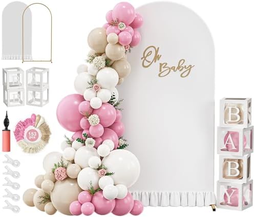 Baby Shower Girl Decorations, 6.6FT Pink Balloon Arch Kit by Unknown