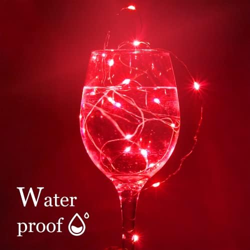 SmilingTown 15 Packs 20 Led Red Fairy Lights Battery Operated 6.6ft Silver String Lights Waterproof Firefly Starry Light for Bedroom Dorm DIY Table Centerpieces Halloween Christmas Party Decor - Image 4
